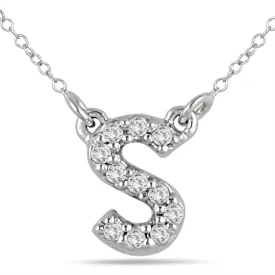 1/10 Carat Tw S Initial Diamond Pendant In 10K White Gold