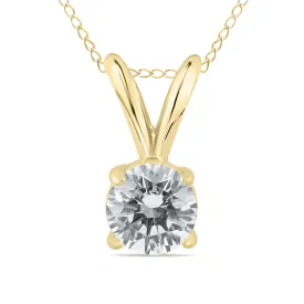 1/2 Carat Round Diamond Solitaire Pendant In 14K Yellow Gold