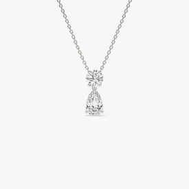 1.25 ctw 14K Basket Setting Pear Shape & Round Cut Lab Grown Diamond Necklace - Lila