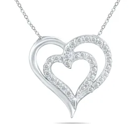 1/4 Carat Tw Diamond Heart Pendant In 10K White Gold