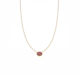 14 Karat Yellow Gold Bezel Necklace with Pink Tourmaline