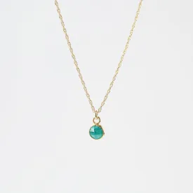 14k Gold Filled Chain with 6mm Bezel-Set Green Chalcedony