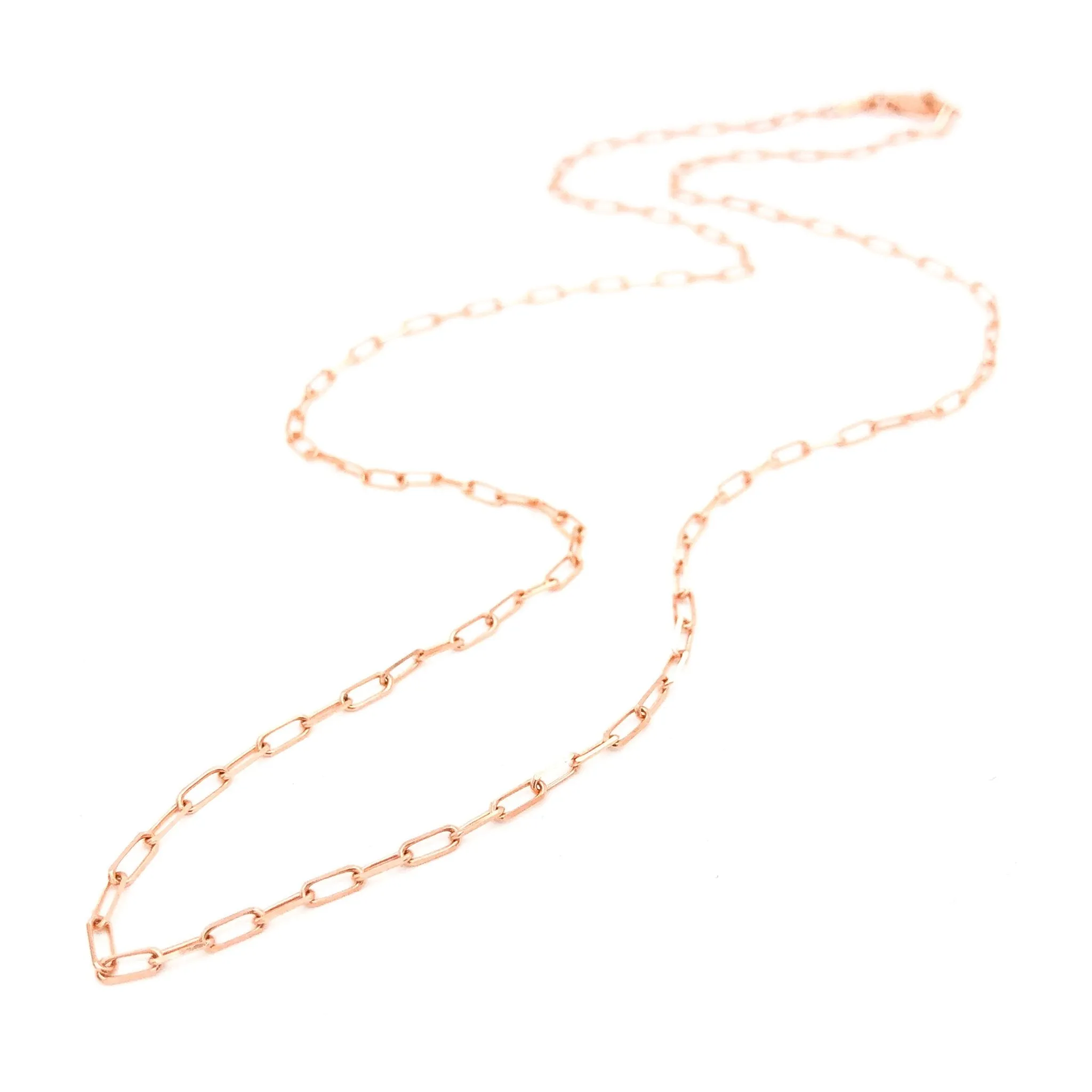 14K R Gold 1.7mm 18” Paperclip Chain