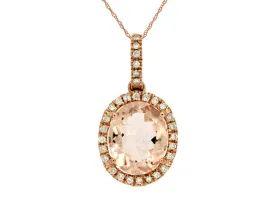 14K Rose Gold Morganite and Diamond Necklace