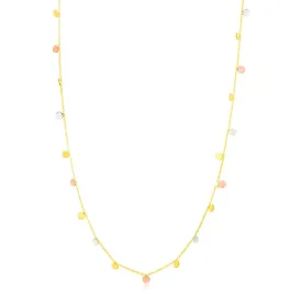 14K Tri Color Necklace with Dangling Circles