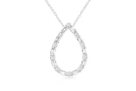 14K White Gold Diamond Teardrop Pendant