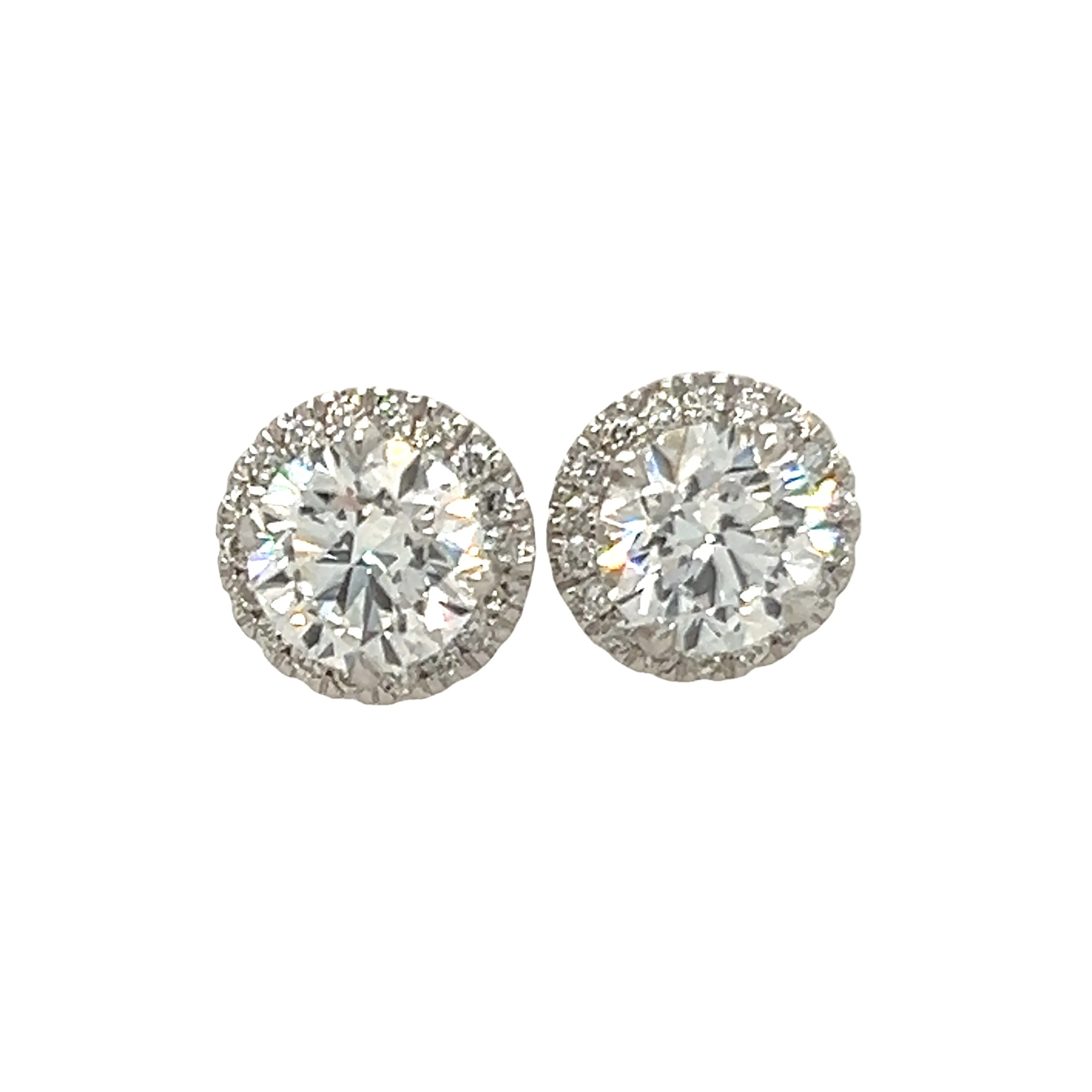 14K White Gold Lab Grown halo Diamond Stud Earrings