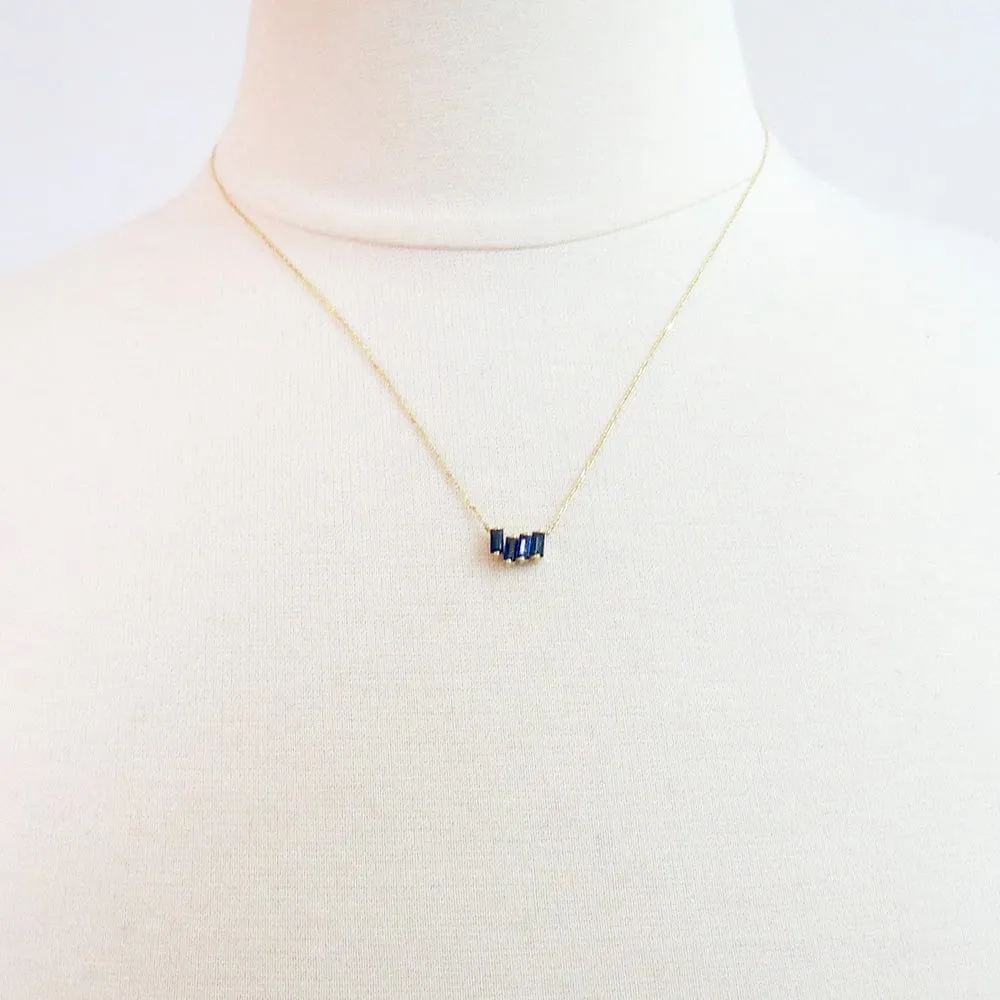 14k Yellow Gold English Blue Topaz Necklace