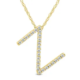 1/6 Carat Tw Z Initial Diamond Pendant Necklace In 10K Yellow Gold With Adjustable Chain