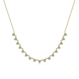 18 inch 14K Yellow Gold Scalloped Diamond Choker Necklace