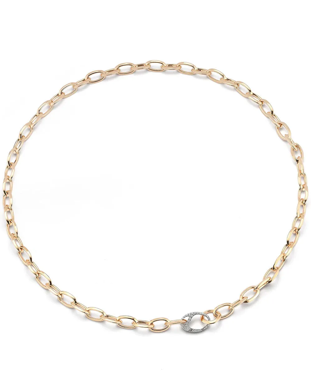 18k Rose Gold Oval Diamond Chain Link Necklace