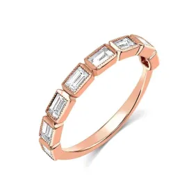 18kt Rose Gold Emerald-Cut Diamond Half Band