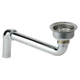 3-1/2" Stainless Steel Drain Fitting with Strainer Basket and Offset Tailpiece