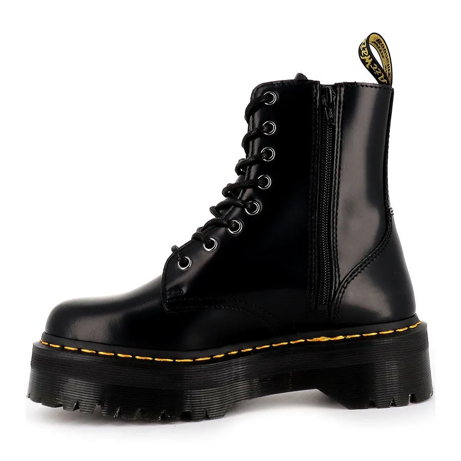 Premium Black Smooth Leather 8-Up Jadon Boots