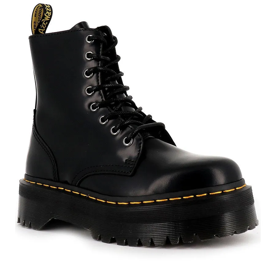 Premium Black Smooth Leather 8-Up Jadon Boots