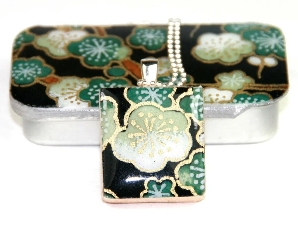 A Scrabble Tile Pendant and Teeny Tiny Tin Sakura Green