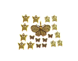 Antique Golden Butterfly charm and Pendant Combo