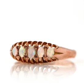 Antique Victorian Five Stone Opal 9ct Rose Gold Ring