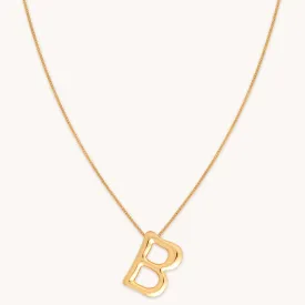 B Initial Bold Pendant Necklace in Gold