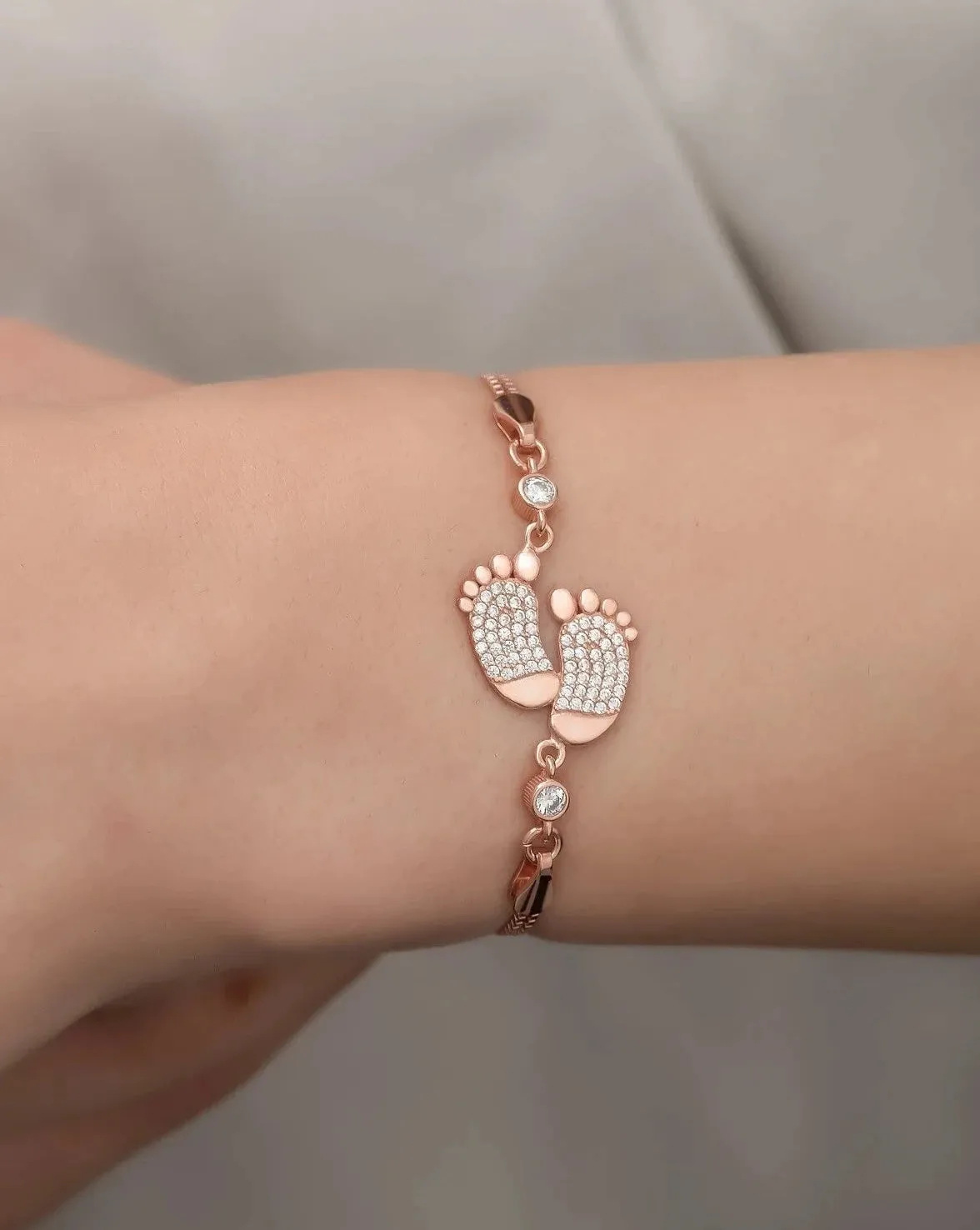 Baby Feet Zircon Stone Bracelet