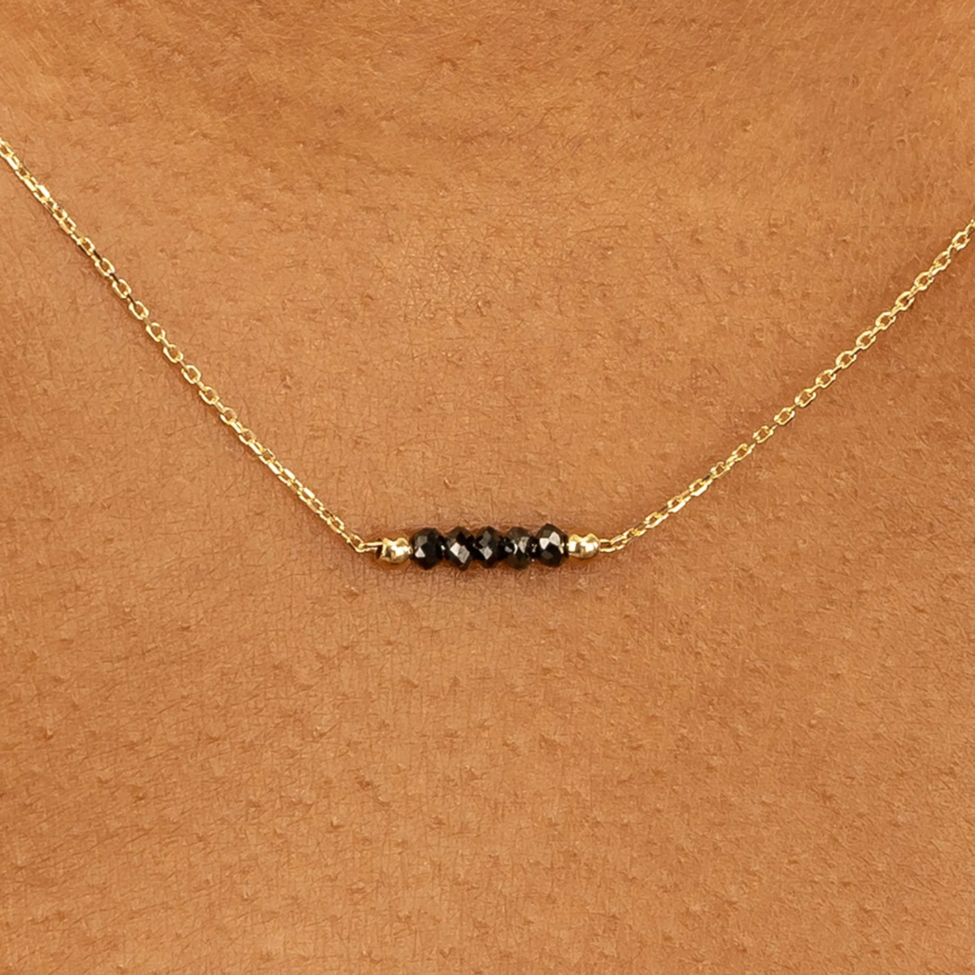 Black Diamond Beaded Bar Necklace, Poppy