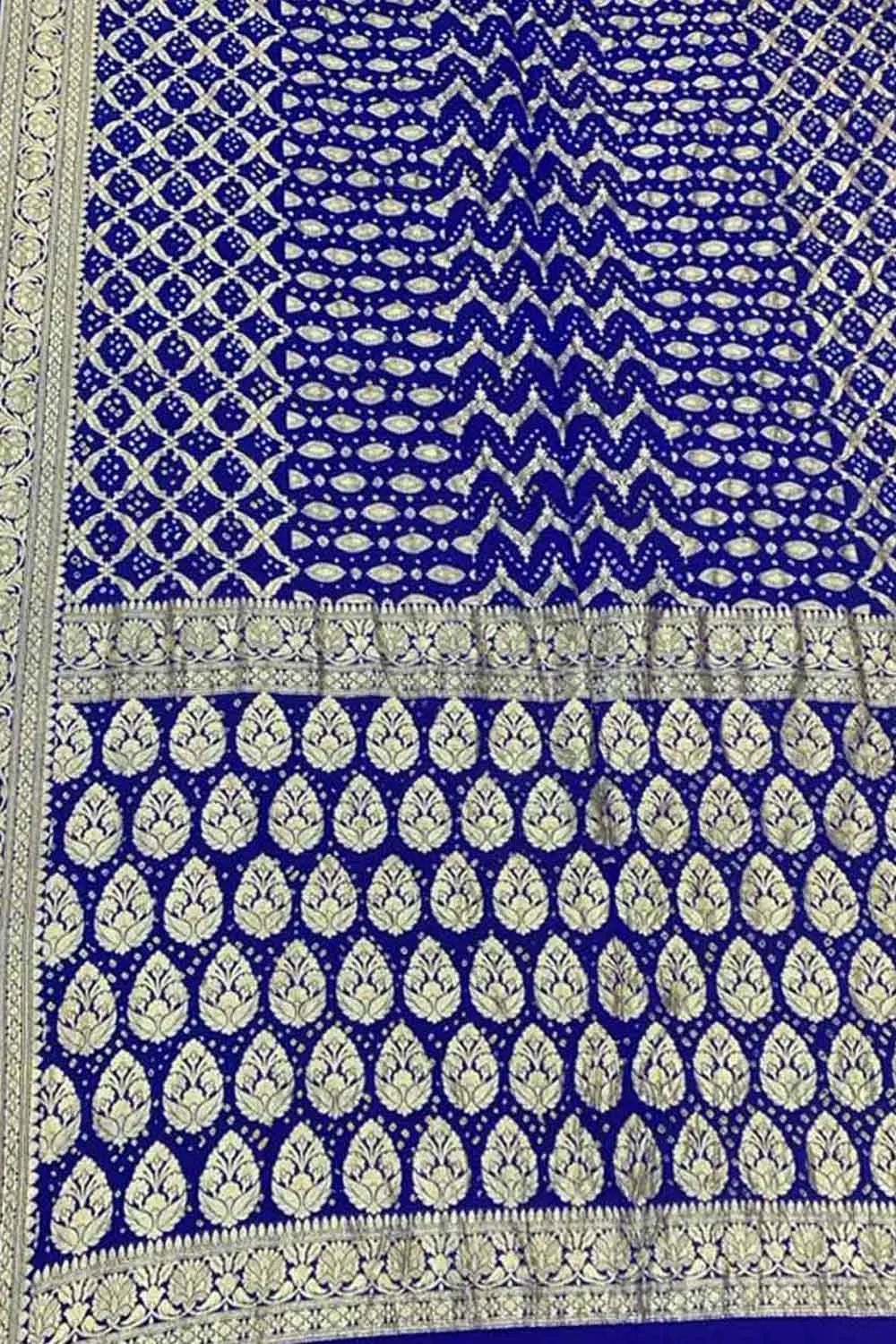 Elegant Blue Banarasi Bandhani Pure Georgette Saree - Exquisite Traditional Wear with Intricate Patterns