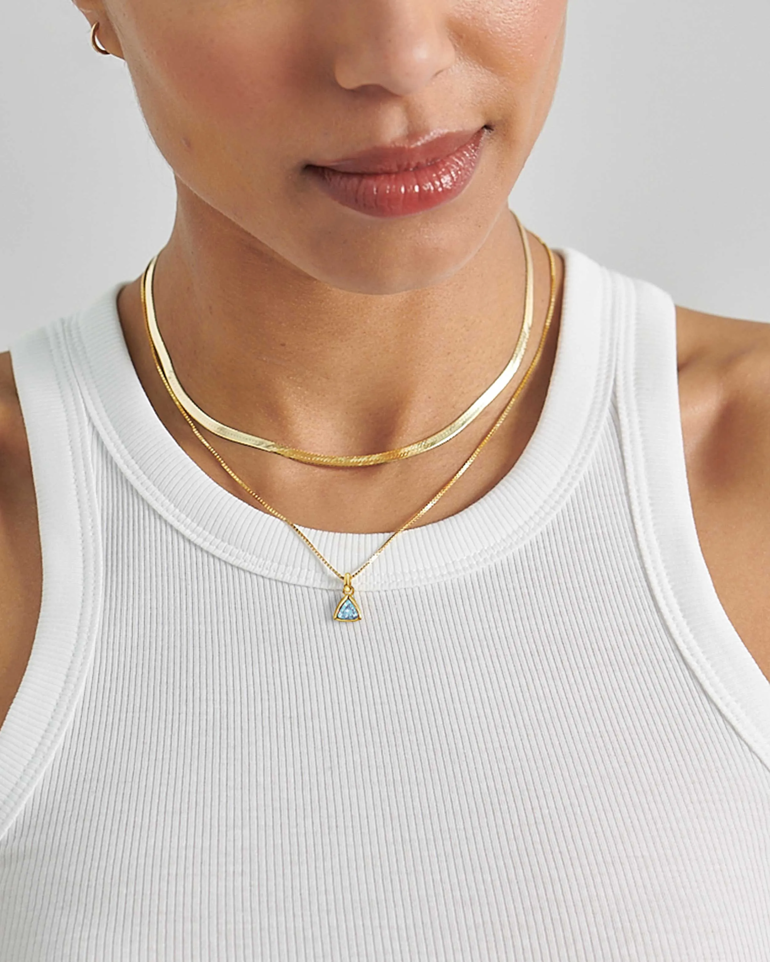 Blue Topaz December Birthstone Necklace - Gold