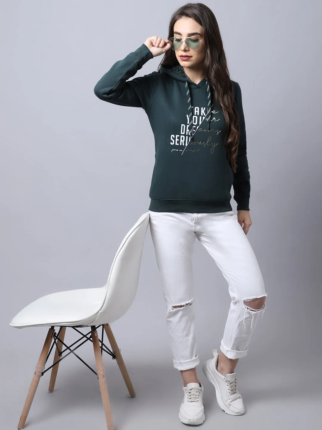 Cantabil Bottle Green Sweatshirt for Women's