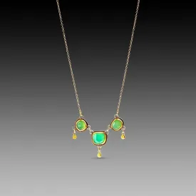 Chrysoprase Necklace with Gold Drops