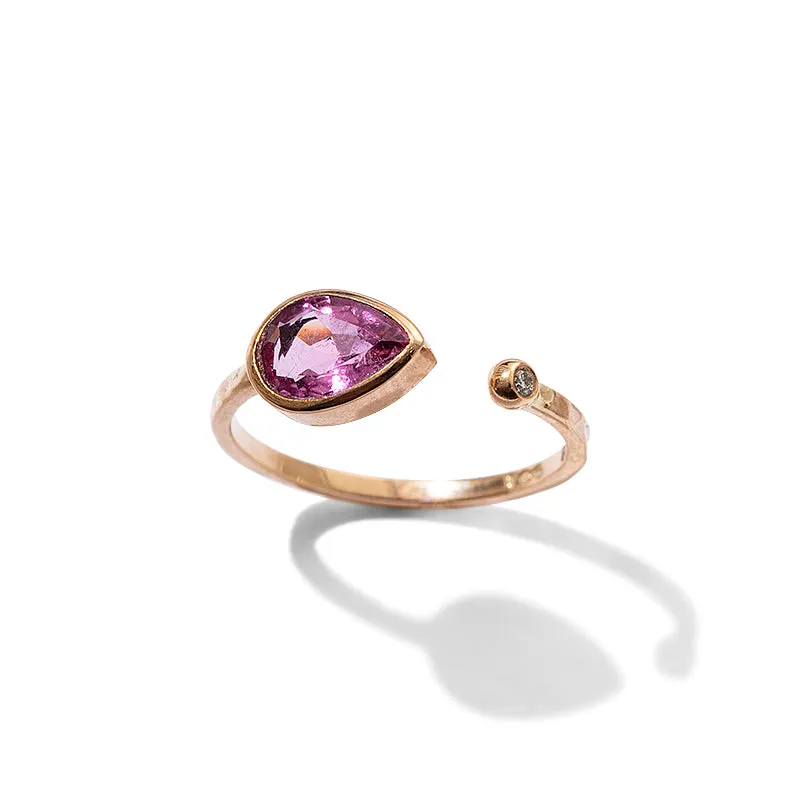 Cuff Ring, Pink Tourmaline, 9kt Yellow Gold