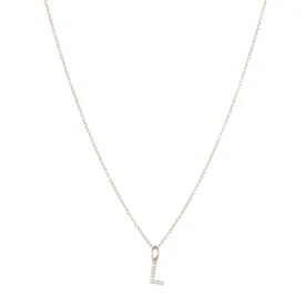 Diamond Initial Charm 14k Yellow Gold Necklace