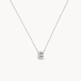 Diamond Letter E Necklace in Silver