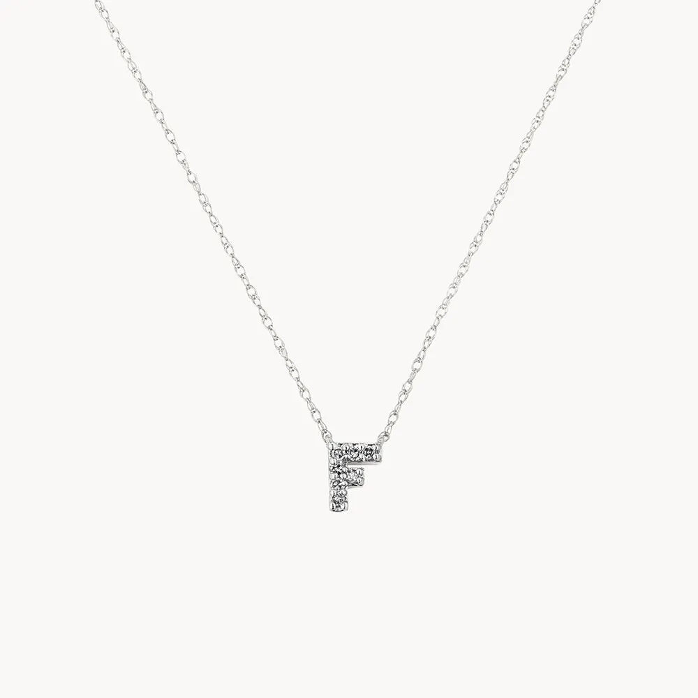 Diamond Letter F Necklace in Silver