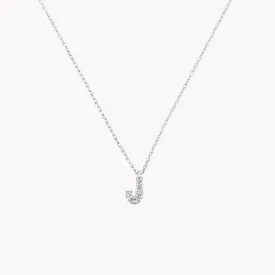 Diamond Letter J Necklace in Silver