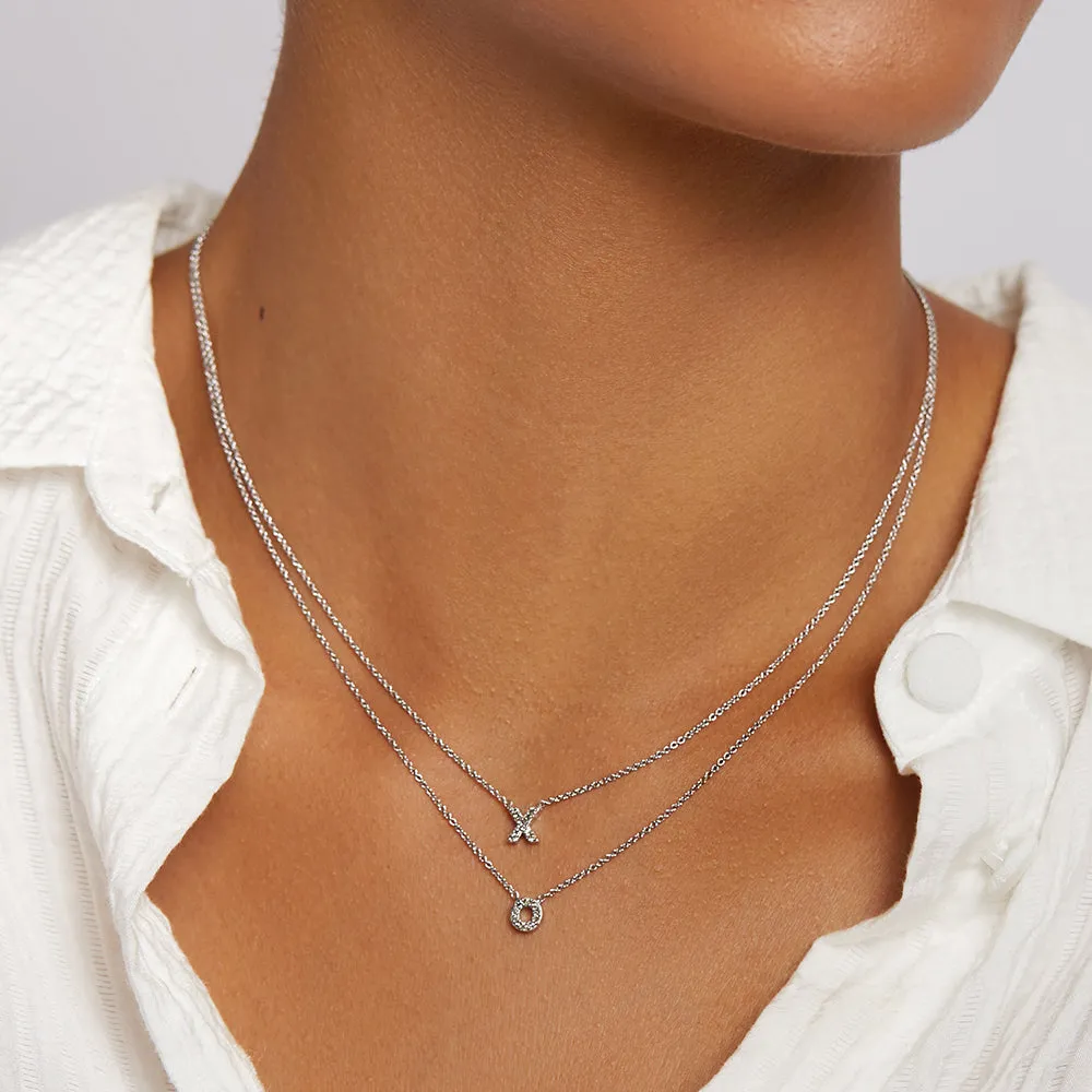 Diamond Letter X Necklace in Silver