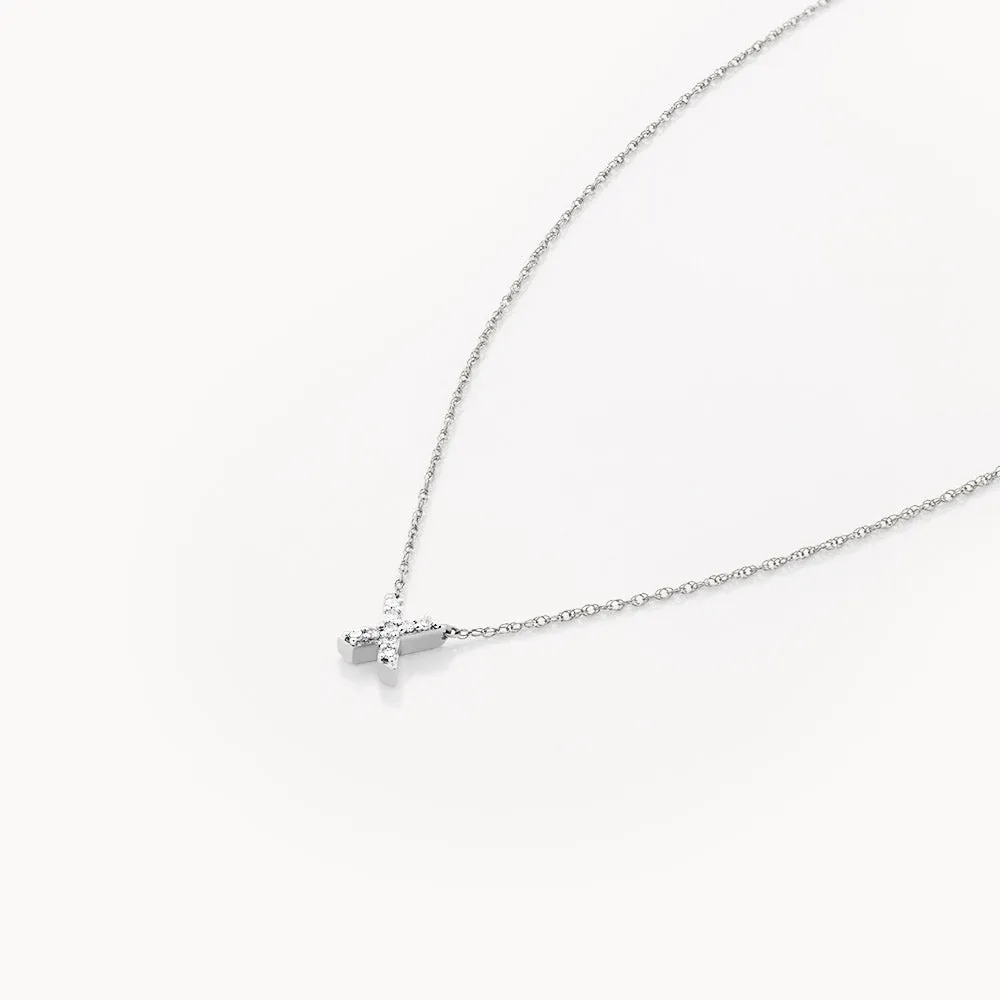 Diamond Letter X Necklace in Silver