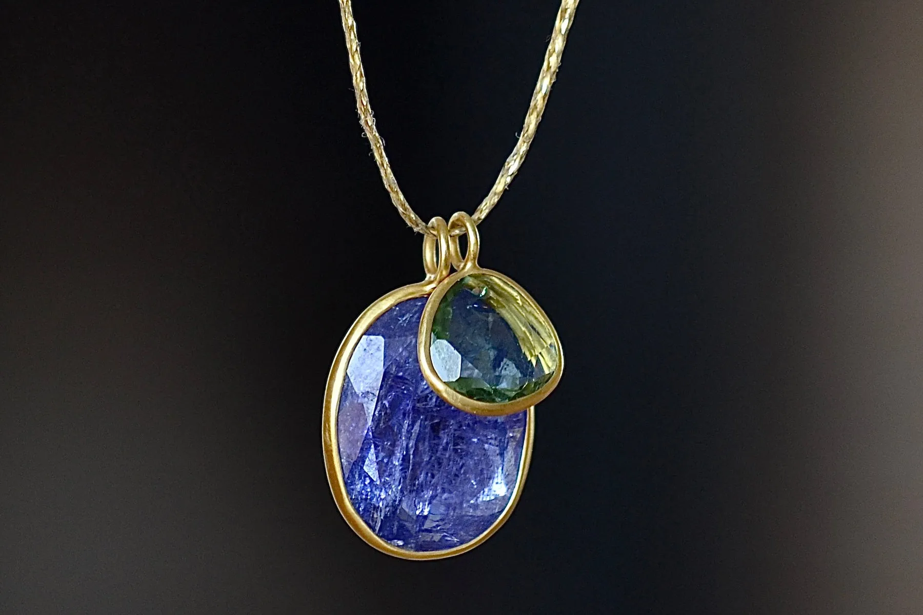 Double Colette Necklace in Tanzanite and Green Tourmaline