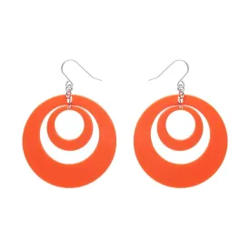 Double Hoop Solid Drop Earrings - Orange