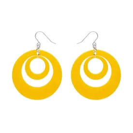 Double Hoop Solid Drop Earrings - Yellow