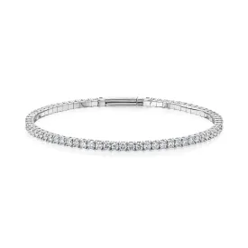 Flexible Diamond Eternity Bangle - White Gold