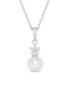 Flower & Freshwater Pearl Pendant in Sterling Silver