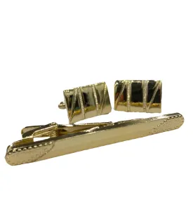 Fratello Cufflink and Tie Clip Combo - Gold Symmetric Dotting CLT04