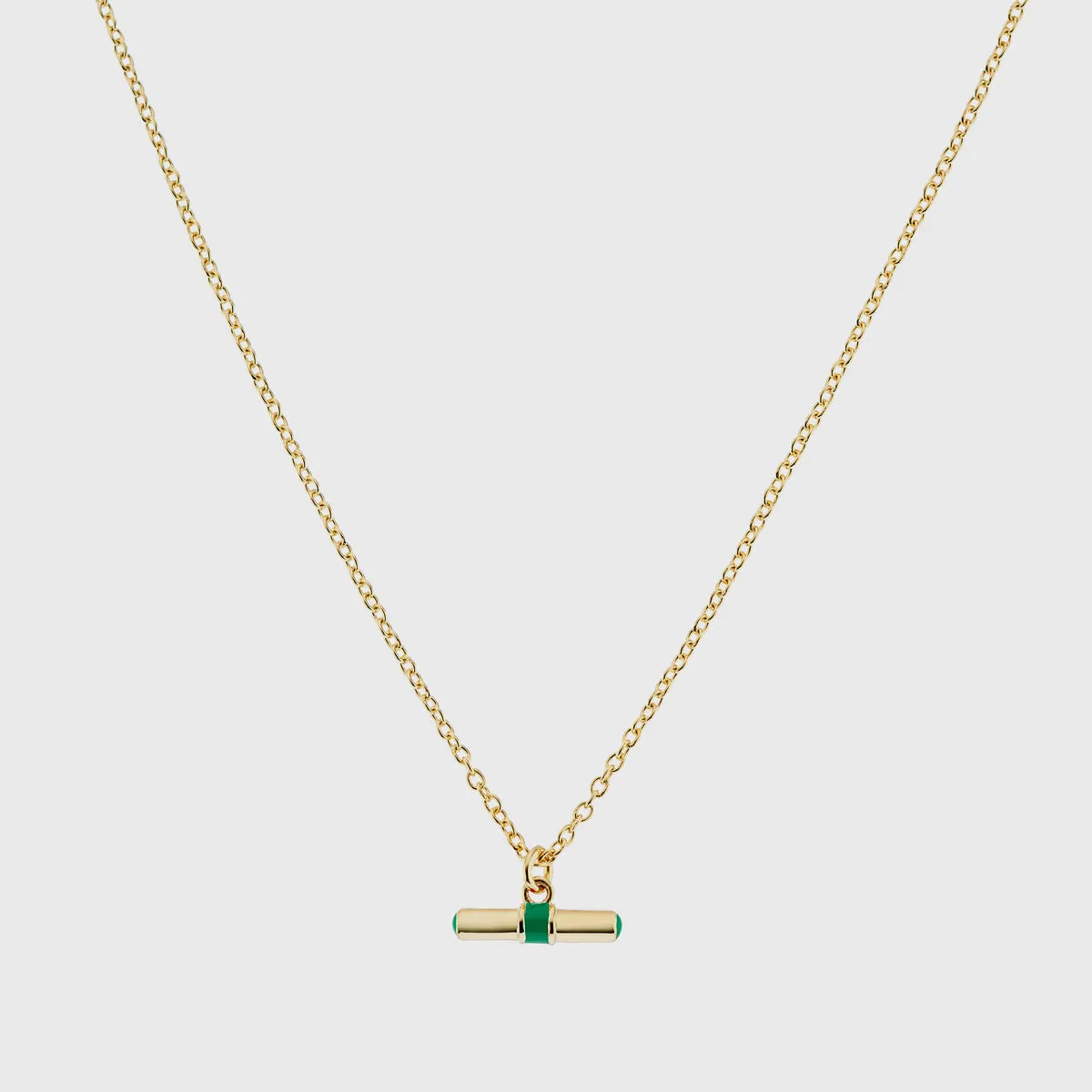 Havana Gold and Apple Green Enamel T-Bar Necklace