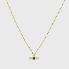 Havana Gold and Apple Green Enamel T-Bar Necklace