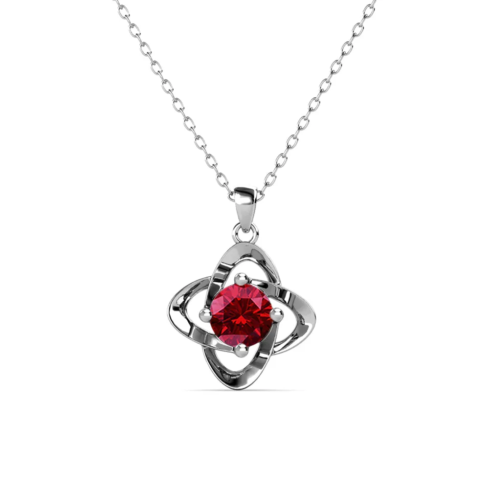 Infinity January Birthstone Garnet Necklace, 18k White Gold Plated Silver Birthstone Crystal Necklace