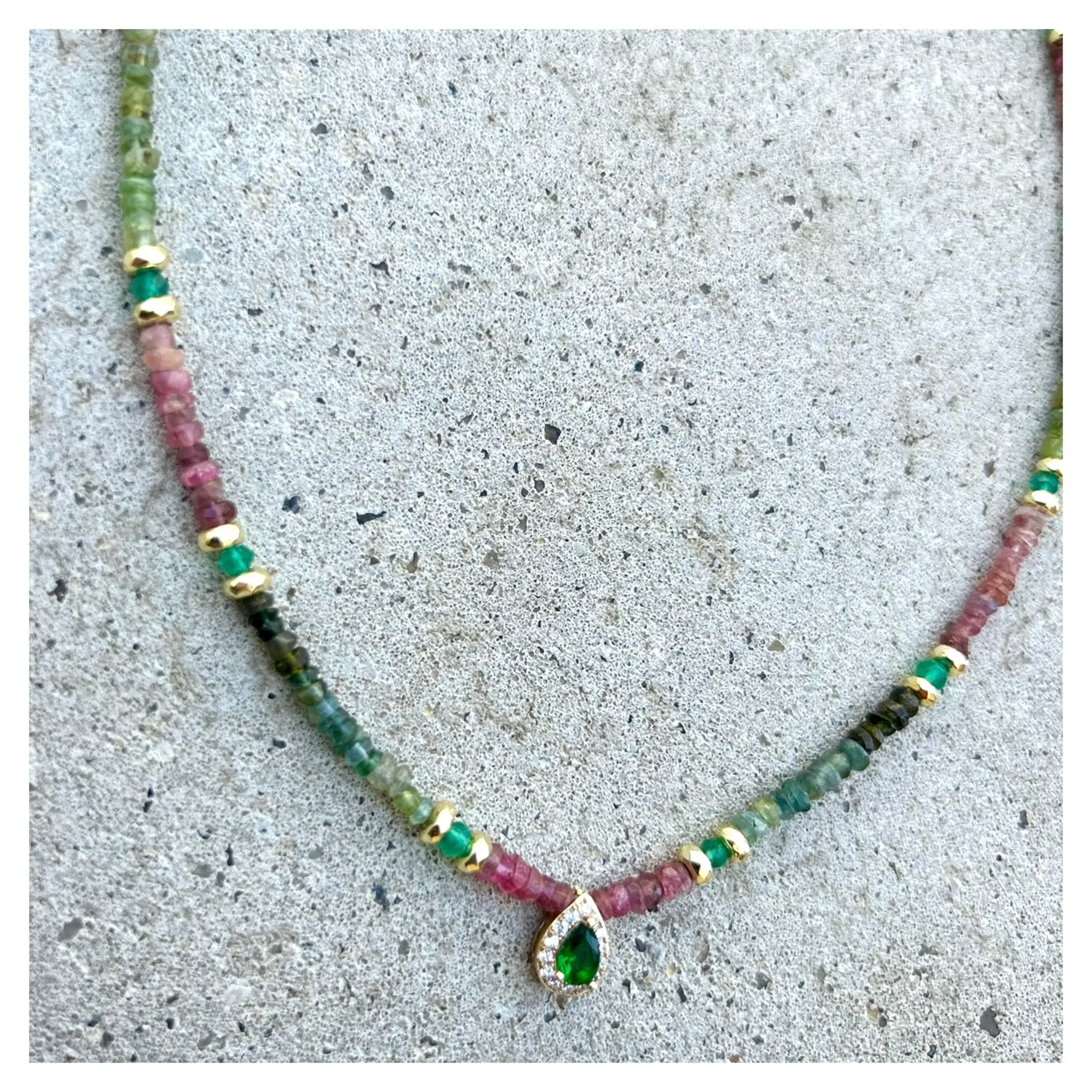 Joya Green Teardrop Tourmalines Necklace