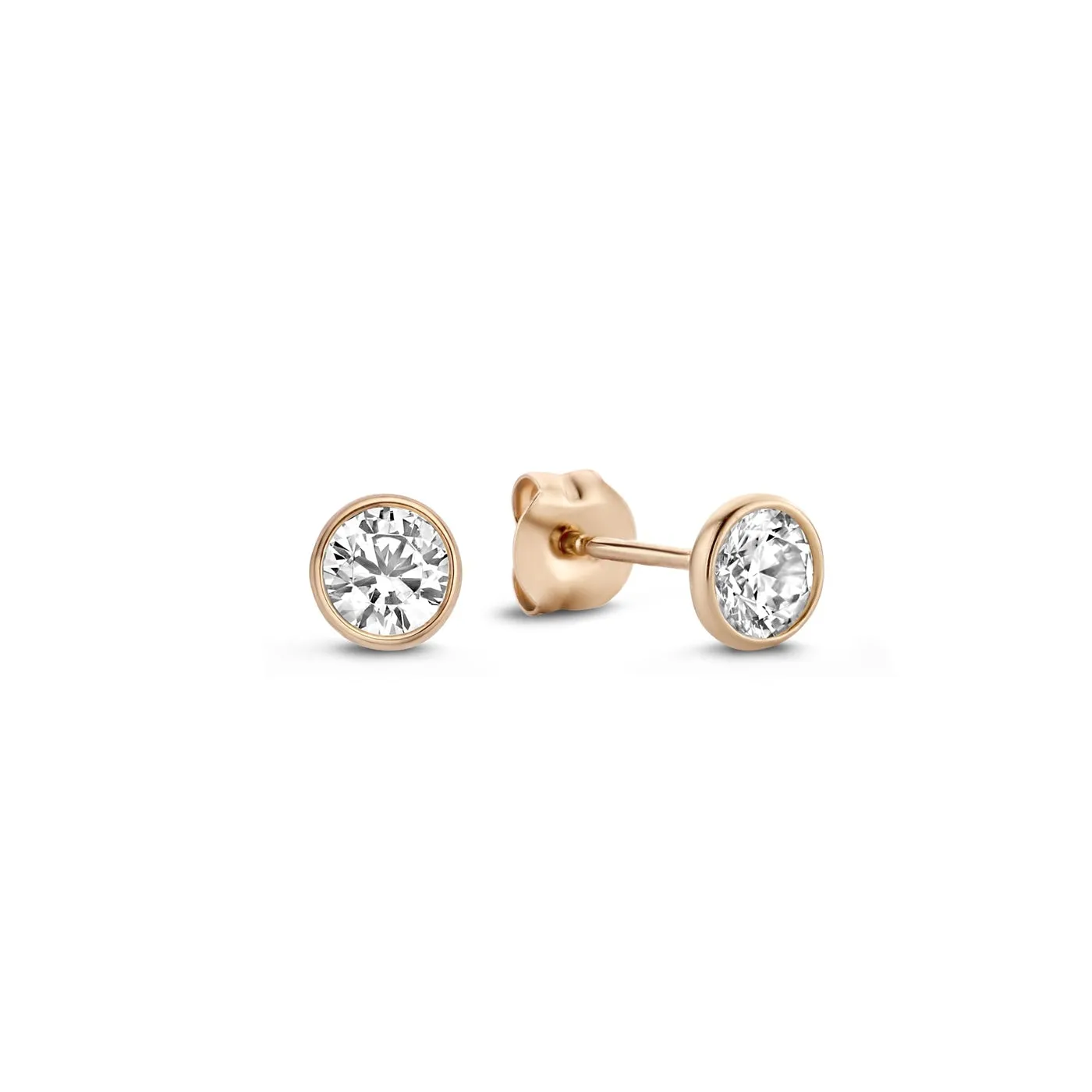 Elegant La Concorde Juliette 14K Rose Gold Zirconia Stud Earrings - Timeless Beauty