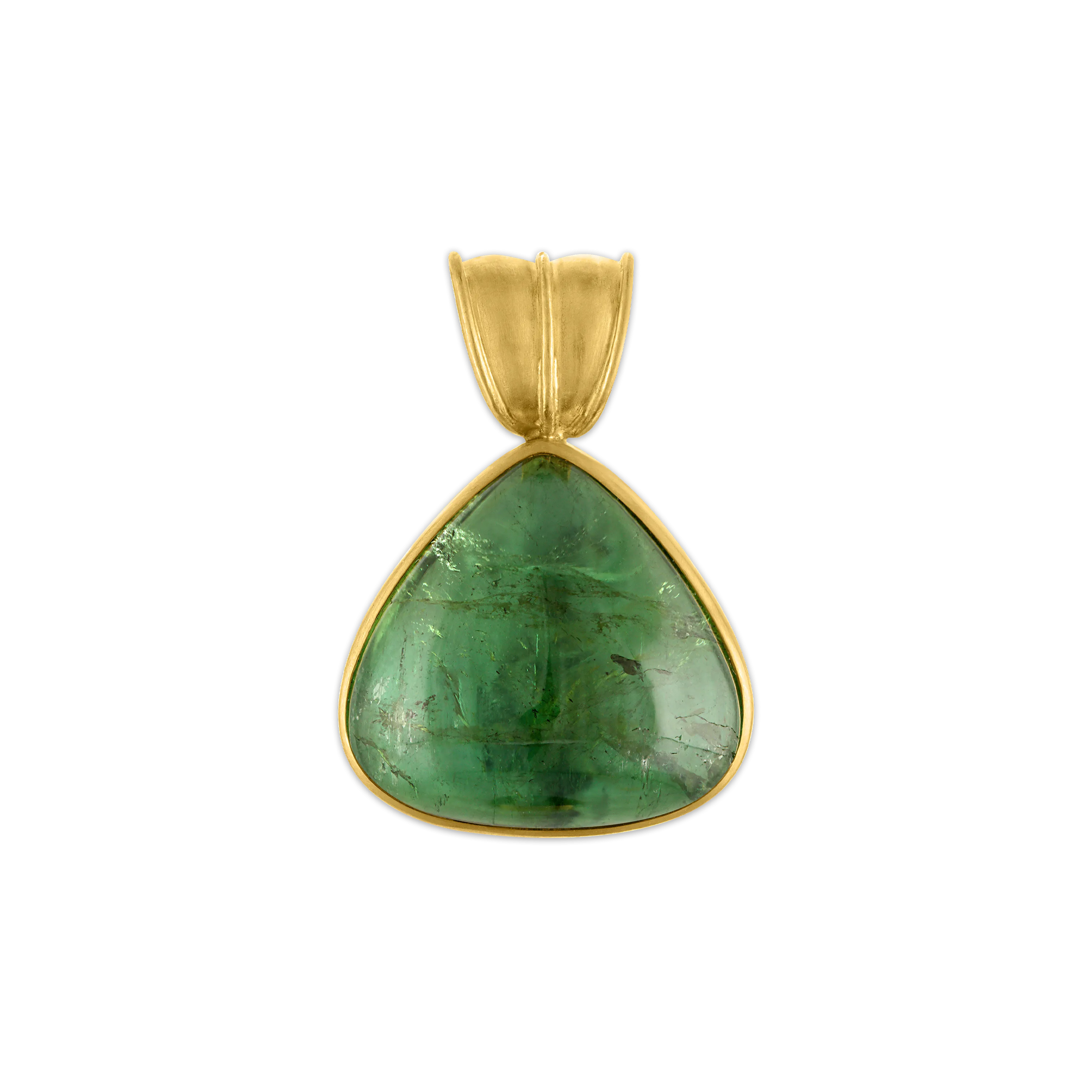 Large Green Tourmaline Fan Pendant