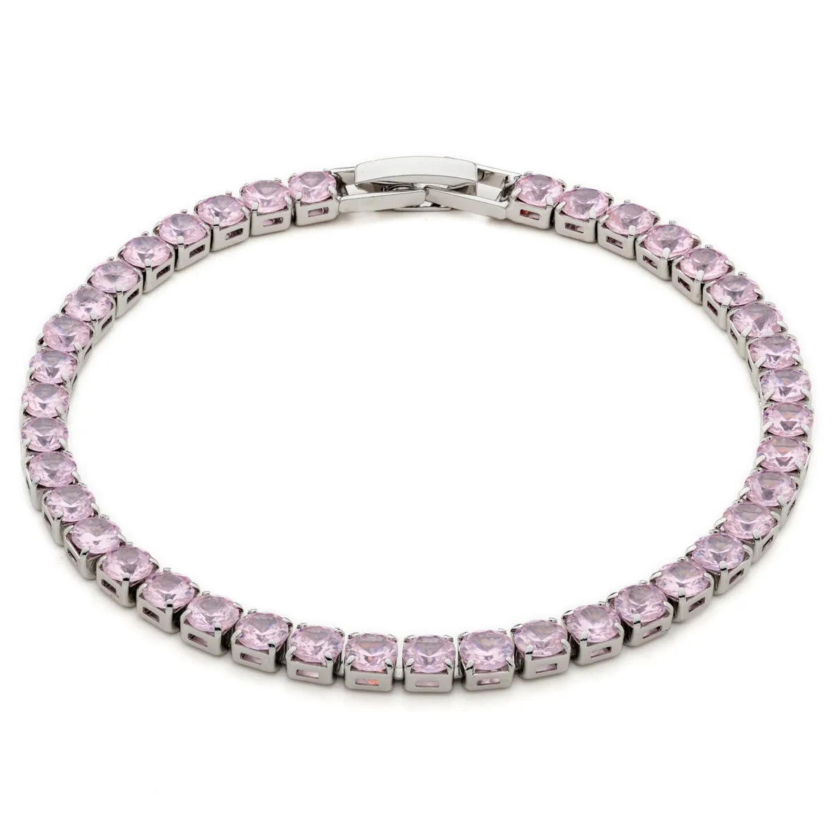 Light Pink Round Zirconia Tennis Bracelet