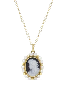 Little Lovelies Black Cameo Pearly Necklace